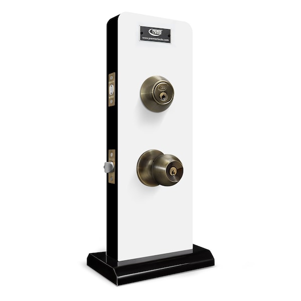 Entry Door Knob Combo Lock Set With Deadbolt Set Of 12, Keyed Alike, Antique Brass, 12PK